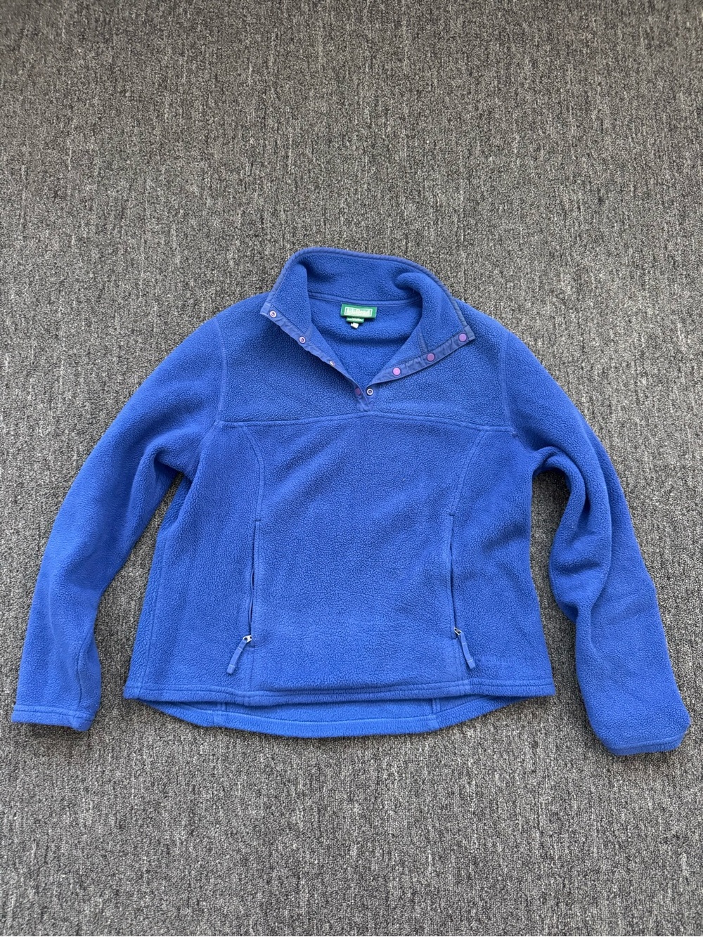 L.L. Bean Royal Blue Snap-Shoulder Fleece Pullover